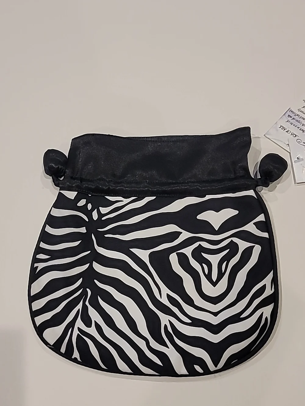 Zebra Print Drawstring Travel Jewelry Silk Bag - Black & White Set Of 2